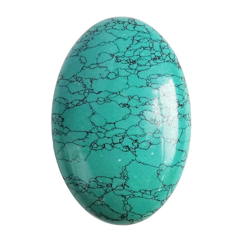 Bacatgem Synthetic Green Howlite Turquoise Oval Palm Pocket Healing Crystal Massage Spa Energy Stone,Healing Crystal for Therapy Geometry Chakra Balancing