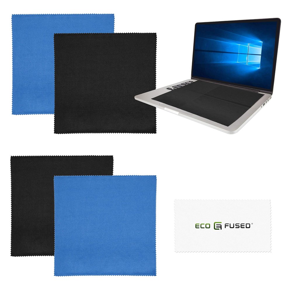 Eco-Fused Microfiber Cleaning Cloth - 16x16 Inch Microfiber Cloth - Pack of 4 Large Cleaning Cloths - Microfiber Cleaning Cloth for Electronics and Monitors