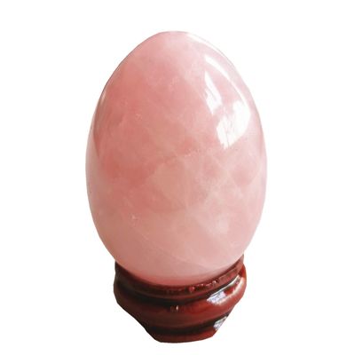 Rose Quartz Egg-Shape Meditation Chakra and Home Decor Balancing Gemstone and Crystals Figurines Kit,1.96"x 1.37"Reiki Healers and Yoga Practioner,with Wooden Stand