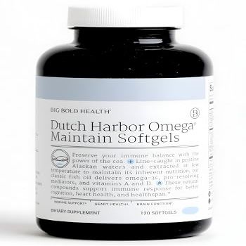 Big Bold Health Dutch Harbor Omega Maintain Softgels - Premium Alaskan Cod Liver Oil (120 Count) - Sustainably Sourced Omega-3 Supplement with EPA, DHA, DPA - Natural Vitamins A & D - MSC Certified