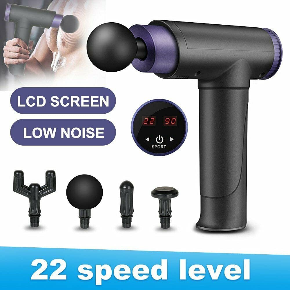 20 Speed Deep Tissue Muscle Vibrating Massage Gun Massager (Blue)