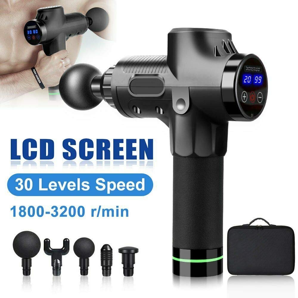 20 Speed Deep Tissue Muscle Vibrating Massage Gun Massager (Black)