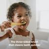 Frida Baby Triple-Angle Toothhugger Training Toddler Toothbrush | Toddler Toothbrush 2 Years and Up, Cleans All Sides at Once | Yellow view 2