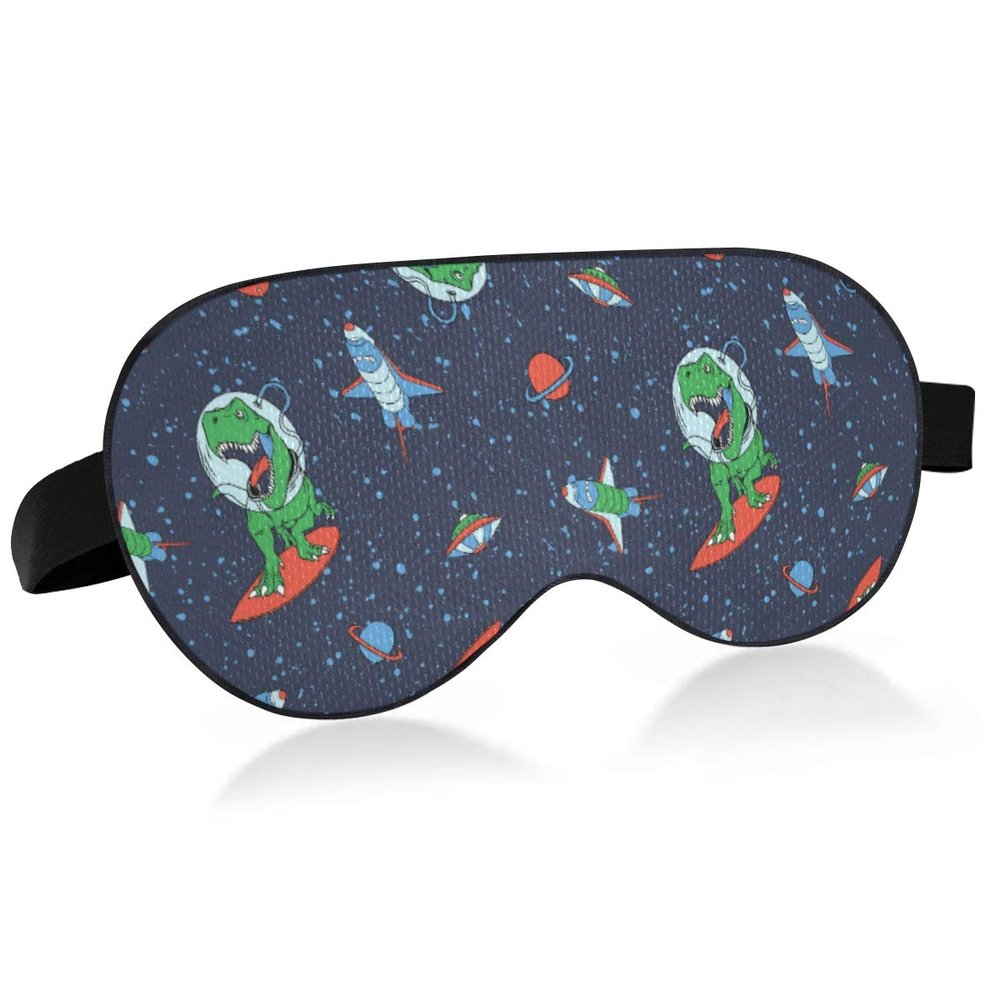 ALAZA Astronaut Tyrannosaurus Dinosaur Rex Sleep Mask for Women Men Blackout Cooling Funny Eye Mask for Sleeping with Elastic Strip