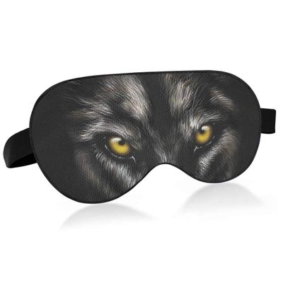 ALAZA Hand Drawing Black Wolf Face Animal Sleep Mask for Women Men Blackout Cooling Funny Eye Mask for Sleeping with Elastic Strip