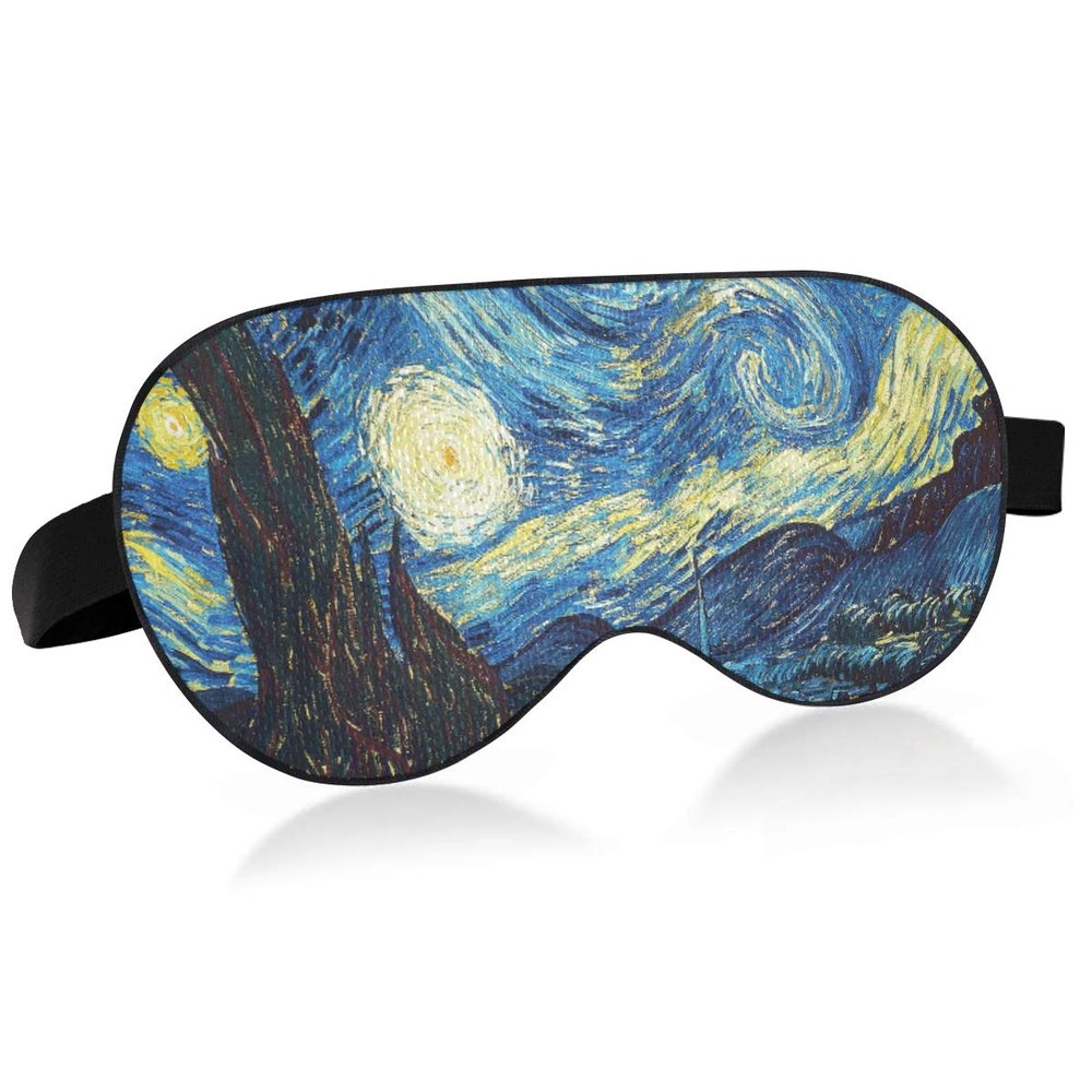 ALAZA Starry Night Sky Van Gogh Sleep Mask for Women Men Blackout Cooling Funny Eye Mask for Sleeping with Elastic Strip