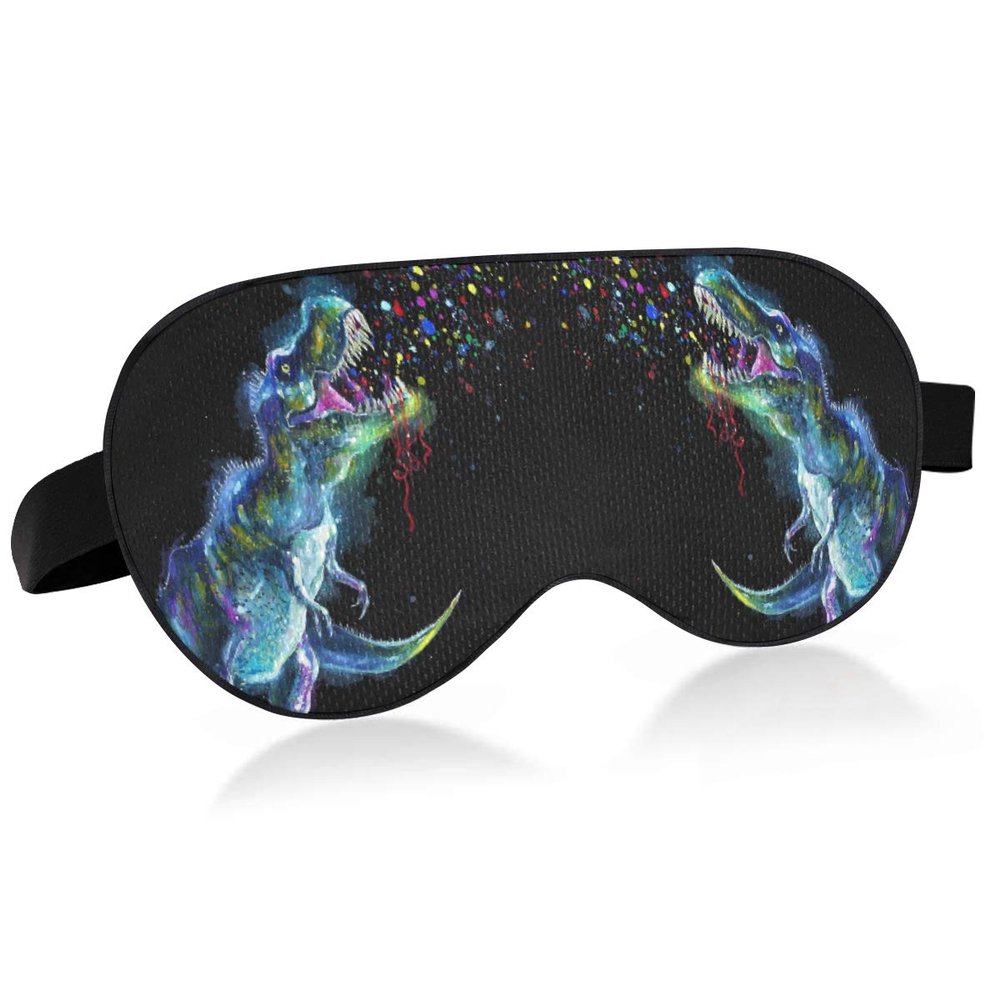 ALAZA Glowing Dinosaur Tyrannosaurus Rex Galaxy Sleep Mask for Women Men Blackout Cooling Funny Eye Mask for Sleeping with Elastic Strip
