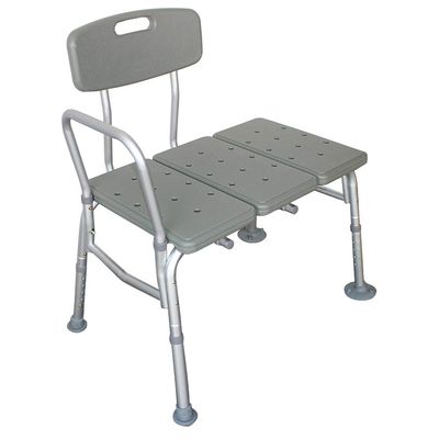 VERYKE Medical Stool Bathroom Chair Adjustable Height Safety Shower Tub Aluminium Alloy Bath Bench with Back & Handle, Gray