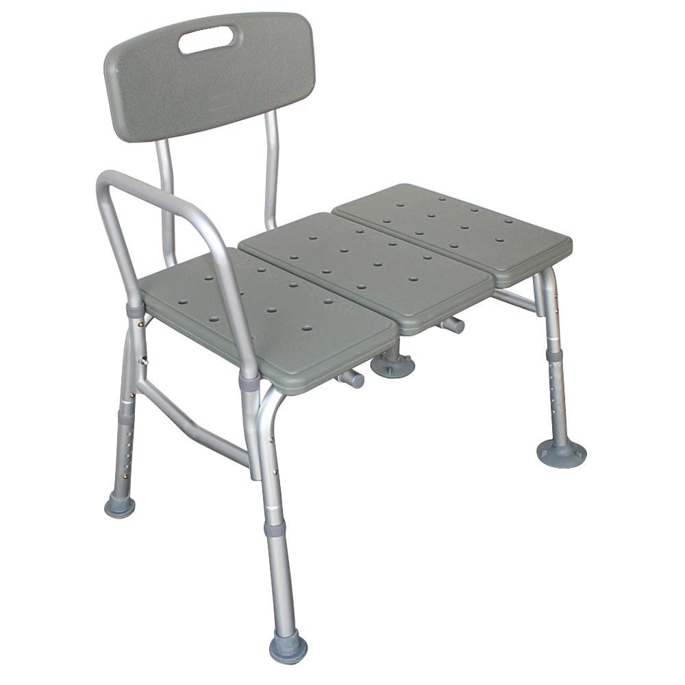 VERYKE Medical Stool Bathroom Chair Adjustable Height Safety Shower Tub Aluminium Alloy Bath Bench with Back & Handle, Gray