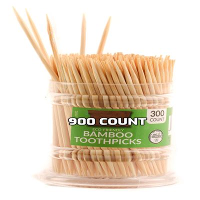 [900 Pack] Bamboo Toothpicks Wooden - Easy to use Dispenser - Great for Parties, Catering, Dinner, Lunch, Restaurants, Fruit Cocktails, Dessert, Barbecue and Teeth Cleaning
