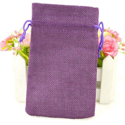 DUO ER 1pc Linen Jute Drawstring Pouch Cotton Mix Color Packages for Packaging Gift Wedding Party Christmas Candy Bags (5 Size) (Color : Dake Purple, Gift Bag Size : 10x14 cm)