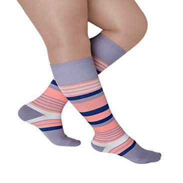 Rejuva Motley Stripe 15-20 mmHg Graduated Compression Socks for Women & Men