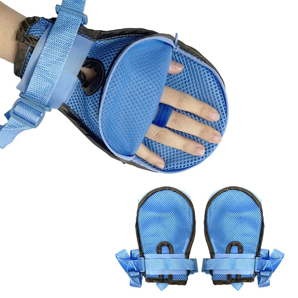 Hands Restraint Mittens for Dementia - Elderly Finger Control Mitt Padded Protector, Patients Bed Anti-Catch Hand Protection, Soft & Skin-Friendly, 1 Pair (M)