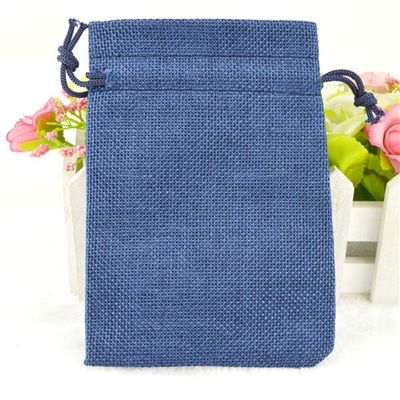 DUO ER 1pc Linen Jute Drawstring Pouch Cotton Mix Color Packages for Packaging Gift Wedding Party Christmas Candy Bags (5 Size) (Color : Dack Blue, Gift Bag Size : 10x14 cm)