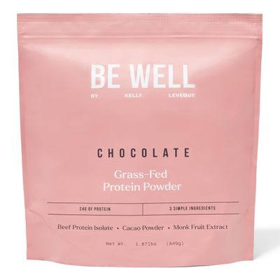 Be Well by Kelly Chocolate Grass-Fed Beef Protein Powder, 24G of Protein & 1G Net Carbs (3 Ingredients, 30 Servings) 9 Amino Acids + 3 BCAAs No Soy, No Dairy, Stevia-Free, No Sugar Added 1.87lb 849g