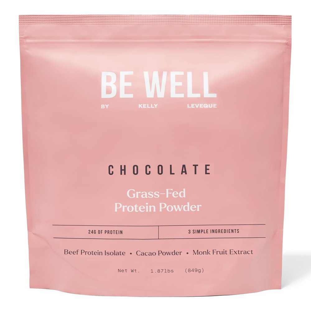 Be Well by Kelly Chocolate Grass-Fed Beef Protein Powder, 24G of Protein & 1G Net Carbs (3 Ingredients, 30 Servings) 9 Amino Acids + 3 BCAAs No Soy, No Dairy, Stevia-Free, No Sugar Added 1.87lb 849g