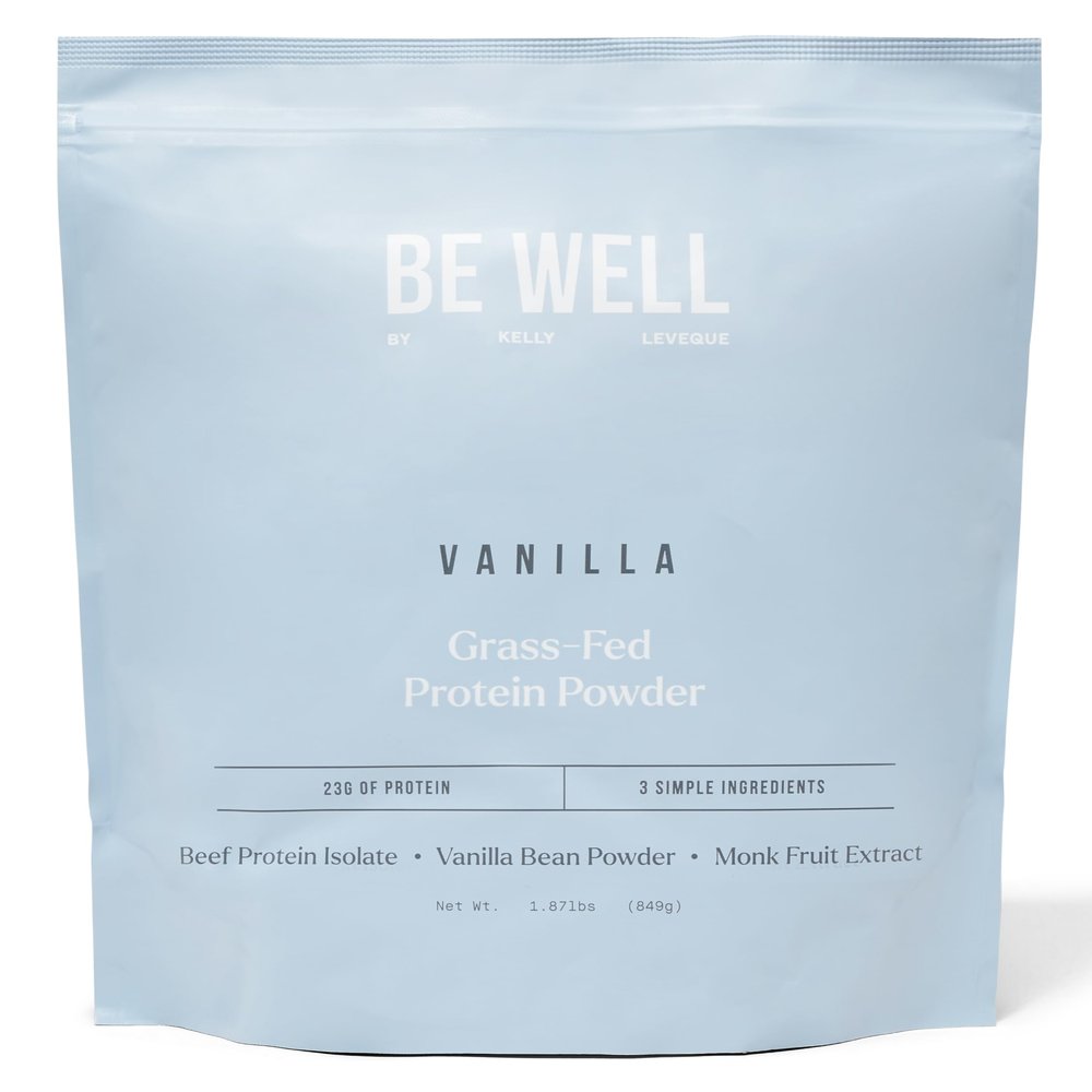 Be Well by Kelly Vanilla Grass-Fed Beef Protein Powder, 23G of Protein & Zero Carbs (3 Ingredients, 30 Servings) 9 Amino Acids + 3 BCAAs No Soy, No Dairy, Stevia-Free, No Sugar Added 1.87lb 849g