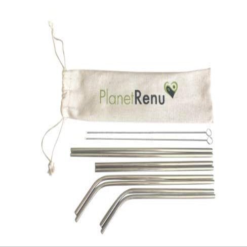 10 Pack Stainless Steel Straw Set- 8 Reusable Straws + 2 Cleaning Brushes (Silver)