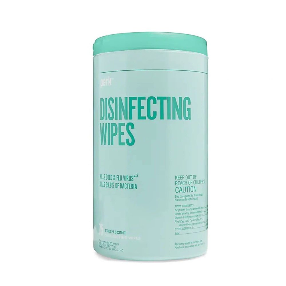 Perk Disinfecting Wipes, Fresh, 75 Wipes, 6/Carton