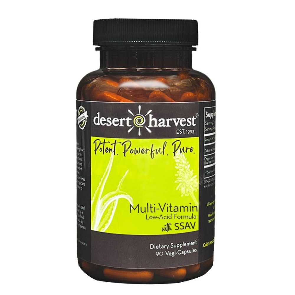 Desert Harvest Low-Acid Multi-Vitamin Supplement, pH Balanced Formula, Made Without B6, 90 Capsules
