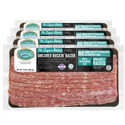 Pedersons Farms, Buckin' Pork Bacon, Whole30 (4 Pack, Use/Freeze) 10oz (Chopped & Formed)  Uncured, No Sugar, Keto Paleo Friendly, No Nitrite Nitrate, Made in the US. Cooking Instructions Provided
