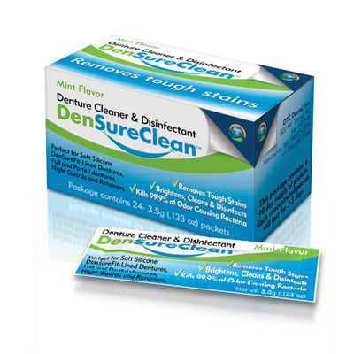 DenSureFit Denture Cleaner Powder, 24 Flavored Stain Removal Denture Cleanser Crystals, Retainer Cleaner for Nightguards, Sports Appliances and More