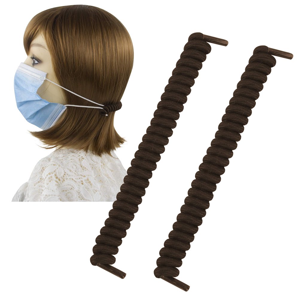 2Pack Muryobao Elastic Face Mask Lanyard, Adjustable Mask Extender Strap, Relieve Ear Pressure, Handy Facemasks Holder, Extension, Comfortable Around The Head, Ear Saver for Men Women Kids Brown
