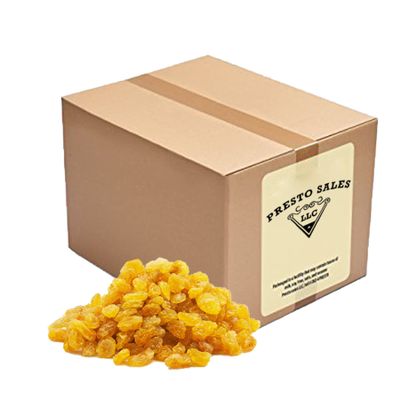 Raisins, Crop year 2024 Fresh Bright Yellow Golden seedless Sun-Dried, Naturally Sweet, Nutritious, Packed in a 10 lbs. (160 oz.) Packed in a box by Presto Sales LLC