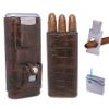 AMANCY Luxury 3 Holder Classy Black Brown Crocodile Pattern Leather Cigar Humidor Case Set with Lighter and Cutter - Great Cigar Gift Kit for men view 1