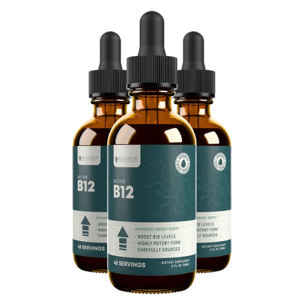 Active B-12 Liquid B12 Supplement, Supports Energy and a Healthy Nervous System - Convenient Liquid Dropper Absorbs Fast & Tastes Great - 3Pack