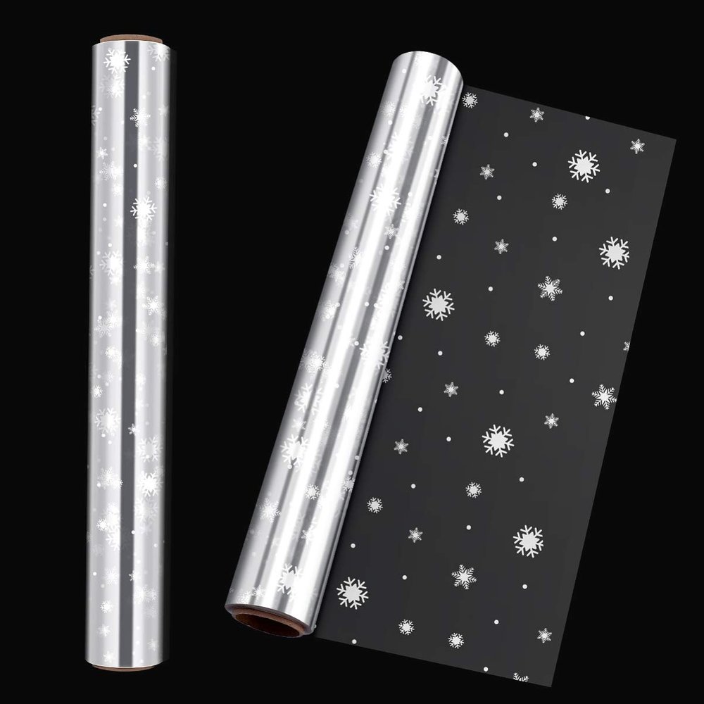 Cellophane Wrap Roll | 3 Mil Thickness Snowflake Wrap Cellophane Cello Rolls for Christmas Baskets Flowers Wrapping