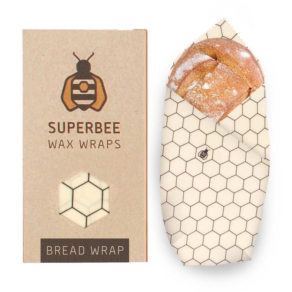 SUPERBEE Beeswax Bread Wrap, Reusable Beeswax Wrap for Food, Reusable Bees Wrap Vegetables, Cheese Paper, Bowl Covers and Sandwich Wrapping Paper, XXL (Hexagonia)