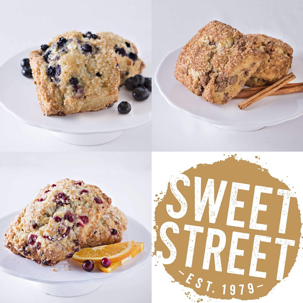 Sweet Street Thaw and Serve Artisan Scone - Variety Pack, 3.5 Ounce - 48 per case.