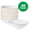 [16 OZ 40 Count] White Plastic Floral Design Party Soup bowls With Gold Rim Premium heavyweight Elegant Disposable Tableware Dishes view 2