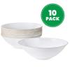 [16 OZ 10 Count] White Plastic Floral Design Party Soup bowls With Gold Rim Premium heavyweight Elegant Disposable Tableware Dishes view 2