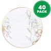 [10'' Plates 40 Count] White Plastic Floral Design Party Dinner Plates With Gold Rim Premium heavyweight Elegant Disposable Tableware Dishes view 2