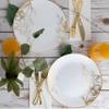 [10'' Plates 40 Count] White Plastic Floral Design Party Dinner Plates With Gold Rim Premium heavyweight Elegant Disposable Tableware Dishes view 4