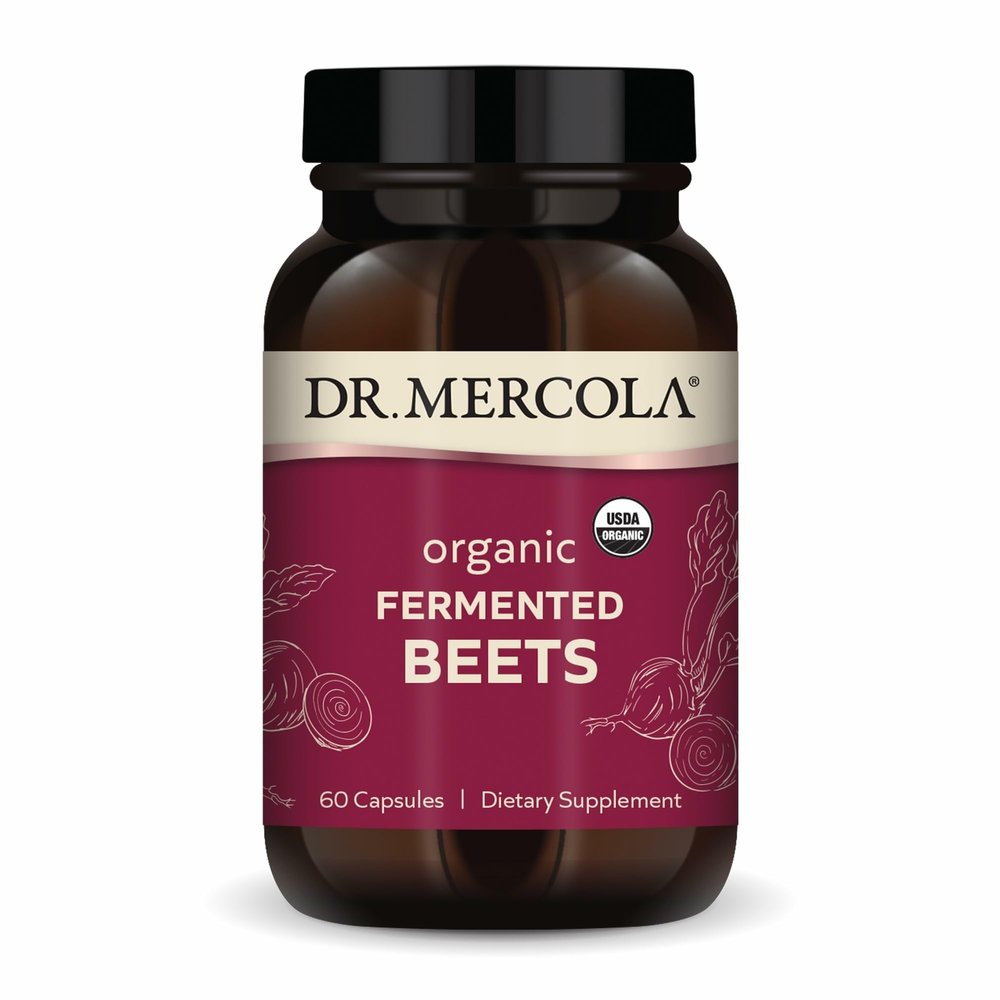 Dr. Mercola Organic Fermented Beets - Nitric Oxide Support - USDA Organic, Non-GMO, Gluten-Free & Soy-Free - 60 Capsules