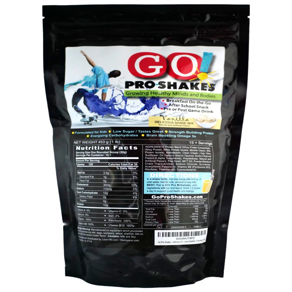 GO Pro Shakes Protein Powder Smoothie for Kids & Teens Healthy Snack No Added Sugar Supports Growth & Strength Creamy Vanilla Flavor
