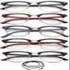 5 Packs Horn Rimmed Half Frame Reading Glasses Semi Rimless Reading Glasses with Lanyard 2.00 view 1
