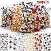 Outus 180 Pieces Halloween Treat Bags Bulk 6 Assorted Designs Clear Trick or Treat Cellophane Candy Goodie Bags with 200 Twist Ties for Halloween Party Supplies view 1