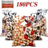 Outus 180 Pieces Halloween Treat Bags Bulk 6 Assorted Designs Clear Trick or Treat Cellophane Candy Goodie Bags with 200 Twist Ties for Halloween Party Supplies view 3