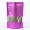 100 Metallic Colored with Clear Window Metallic Foil Stand-Up Resealable Food Storage Pouch (13oz, Matte Purple) view 2