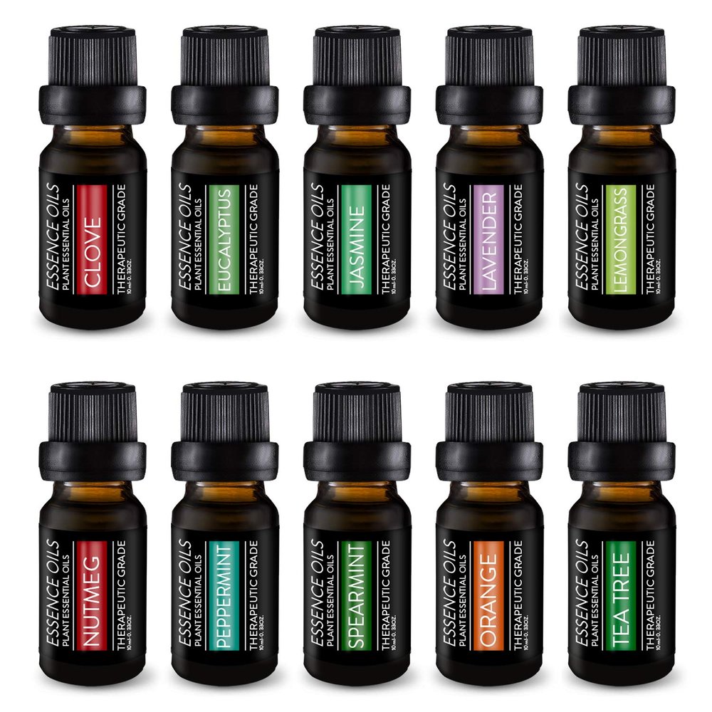 Pure Daily Care Aromatherapy Top 10 Essential Oil Set Therapeutic Grade Single Ingredient Oils Uplift Mind, Body and Spirit 10 x 10 Ml Bottles No Fillers & No Additives
