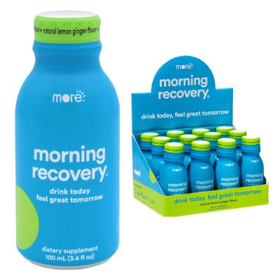 Morning Recovery DHM Electrolyte, Milk Thistle Drink Proprietary Formulation to Hydrate While Drinking, Non GMO, Vegan, Gluten-Free, Lemon Ginger, Pack of 12