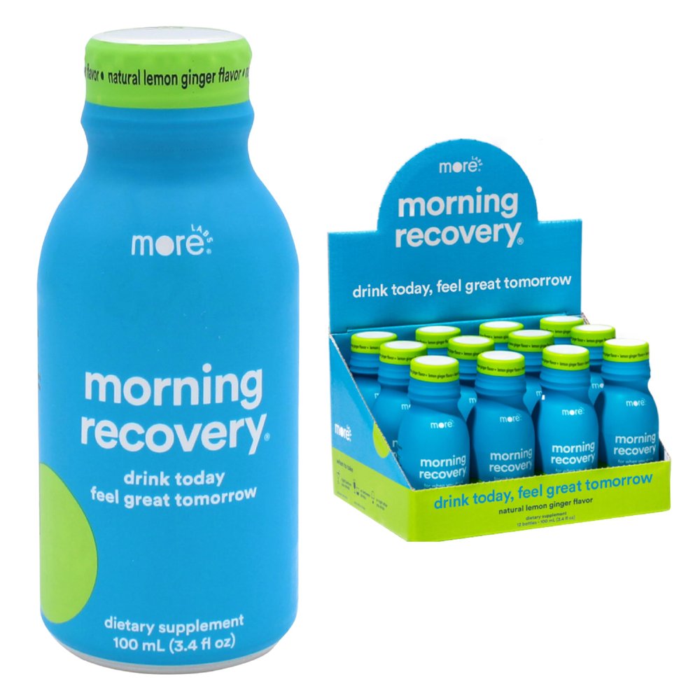 Morning Recovery DHM Electrolyte, Milk Thistle Drink Proprietary Formulation to Hydrate While Drinking, Non GMO, Vegan, Gluten-Free, Lemon Ginger, Pack of 12