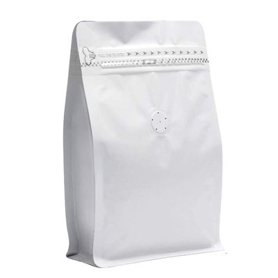 100 Pieces 4 Ounce White Kraft Paper Coffee Bags, Stand Up Coffee Pouches with One Way Degassing Valve and Reusable Side Zipper (Pull Tab to Open) Flat Bottom - Stand Up Well (4oz, 0.25lb, 100gram)