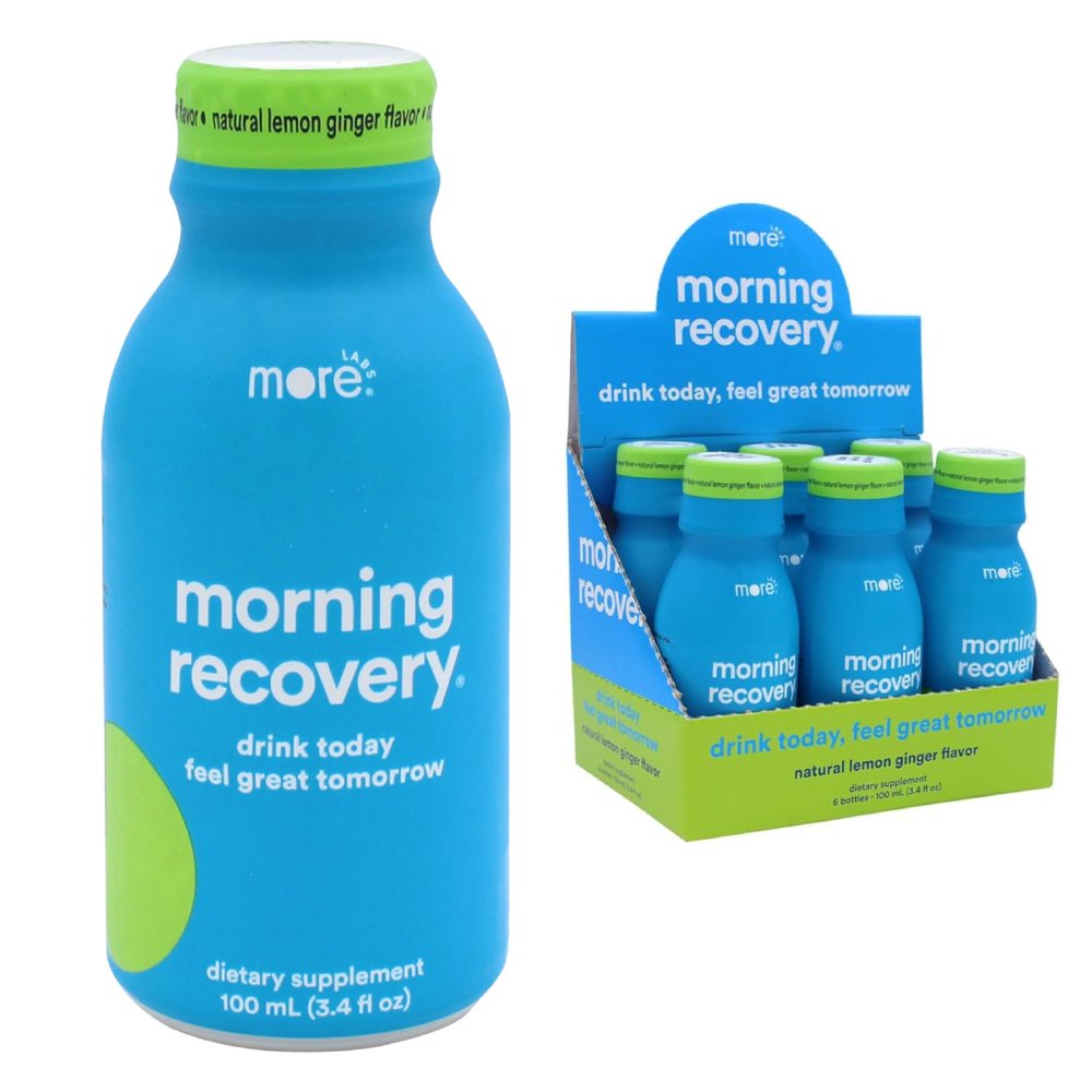 Morning Recovery DHM Electrolyte, Milk Thistle Drink Proprietary Formulation to Hydrate While Drinking, Non GMO, Vegan, Gluten-Free, Lemon Ginger, Pack of 6
