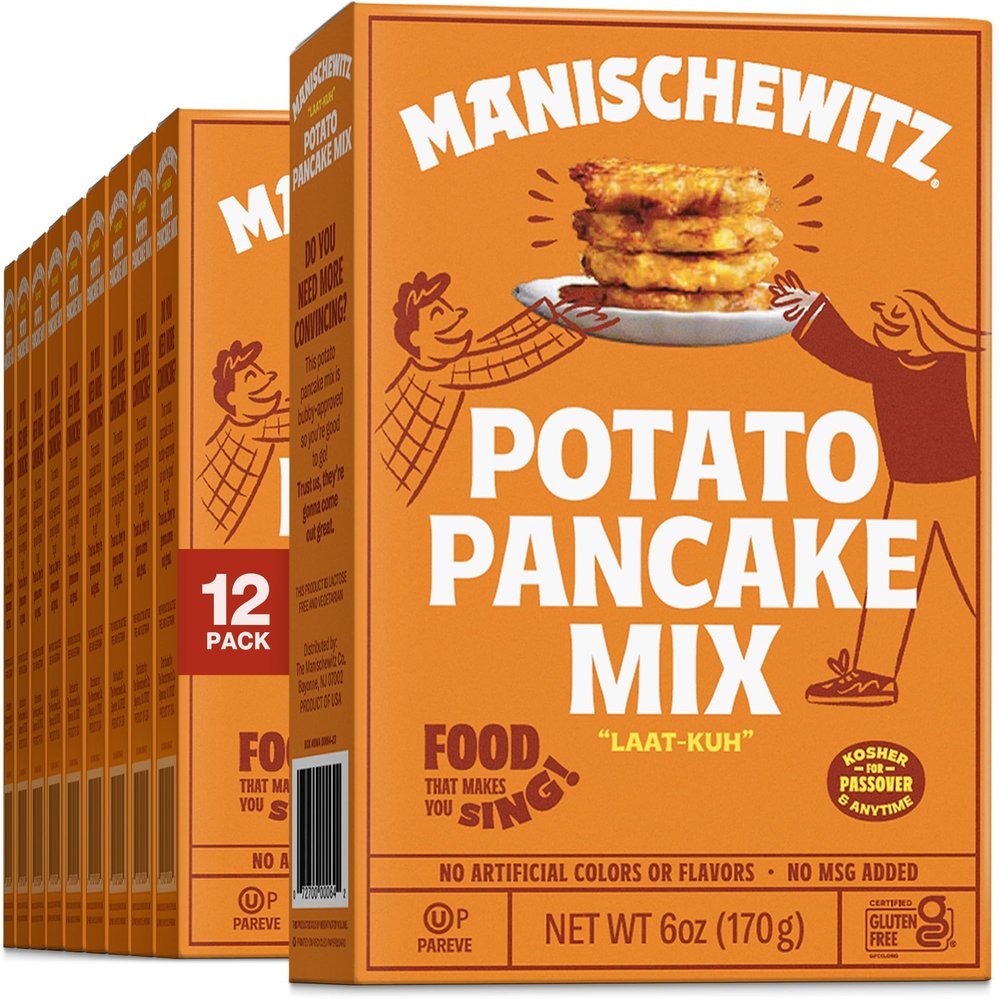 Manischewitz Potato Pancake Mix 6oz (12 Pack) Gluten Free, No MSG, Traditional Style Potato Latke Mix