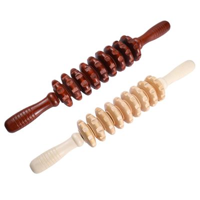 2Pcs Wood Massager Roller Handheld Massage Trigger Point Manual Muscle Stick Massager